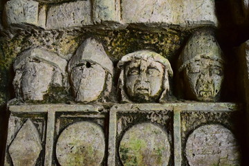 Troglodyte images carbed into cave near the Benedictine Abbey of Brantome, France