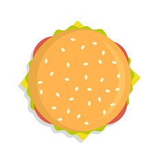 Burger icon top view . Stock flat vector illustration.
