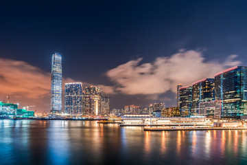 Fototapeta na wymiar Hong Kong city buildings and night scenes