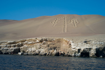 Paracas Candelabra Geoglyph on the Islas Ballestas, off Peru