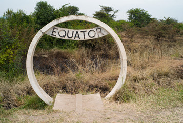 Equator sign in Uganda - A Monument Marking the Line between Northern and Southern Hemisphere 