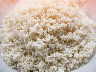 Top view The grain is stacked on a white background.