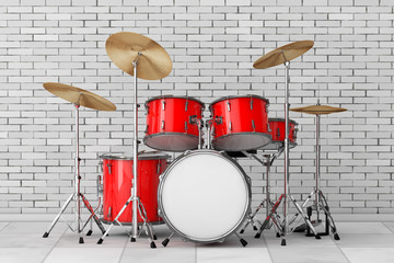 Fototapeta na wymiar Professional Rock Red Drum Kit. 3d Rendering