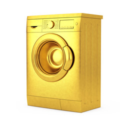 Modern Golden Washing Machine. 3d Rendering