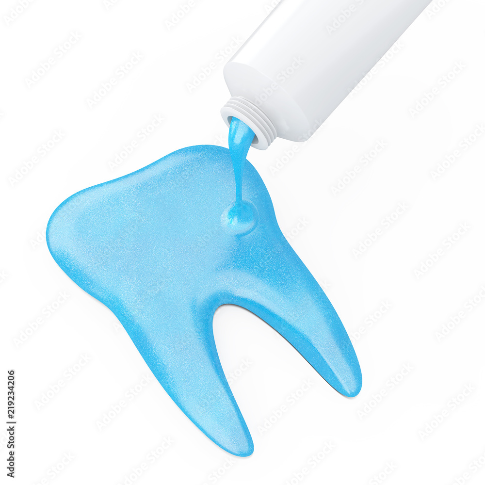 Aufkleber blue tooth icon is from the toothpaste tube. 3d rendering