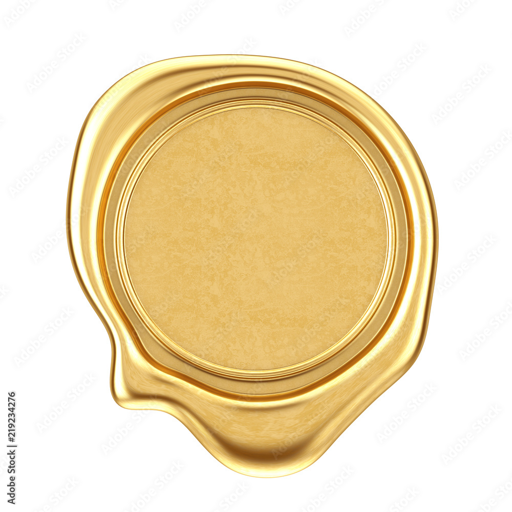 Poster Gold Wax Seal with Blank Space for Your Design. 3d Rendering