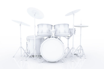 Professional Rock Drum Kit in Clay Style. 3d Rendering