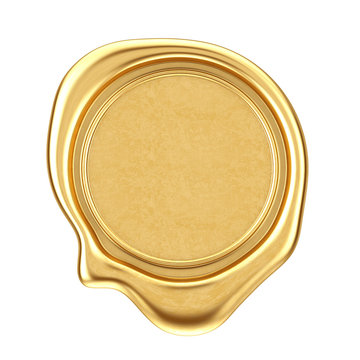 Gold Wax Seal with Blank Space for Your Design. 3d Rendering