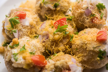 Dahi Puri chat is an indian road side snack item which is especially popular in the state of Maharashtra, India