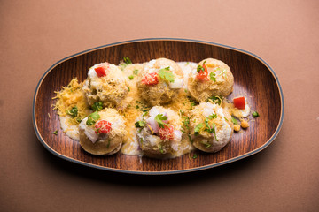 Dahi Puri chat is an indian road side snack item which is especially popular in the state of Maharashtra, India