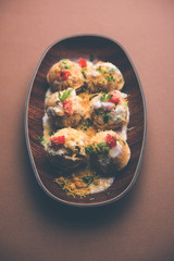 Dahi Puri chat is an indian road side snack item which is especially popular in the state of Maharashtra, India
