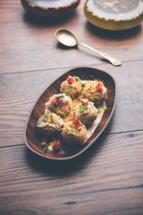 Dahi Puri chat is an indian road side snack item which is especially popular in the state of Maharashtra, India