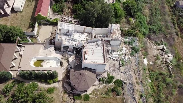 Aerial view of the consequences of the landslide in Chernomorsk, Ukraine