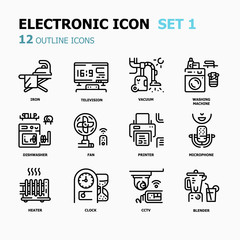Home Electronic Outline icons.House Appliances technology Concept Thin line icons.