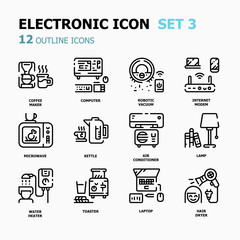 Home Electronic Outline icons.House Appliances technology Concept Thin line icons.
