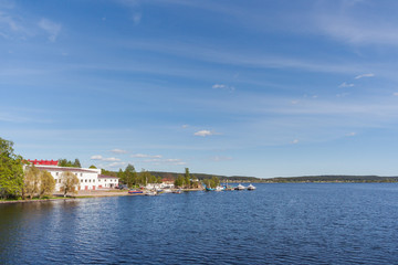 Fototapeta na wymiar The shore of the Ladoga Lake in Sortavala, Karelia
