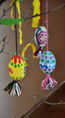 Easter eggs on a thread