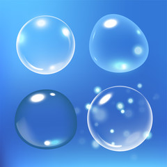 Bubbles under water vector illustration on blue background