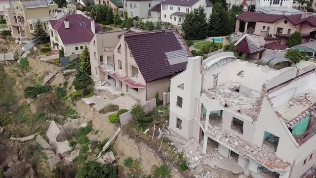 Aerial view of the consequences of the landslide in Chernomorsk, Ukraine

