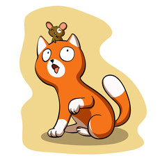Orange cat and the mouse - cat cartoon 
