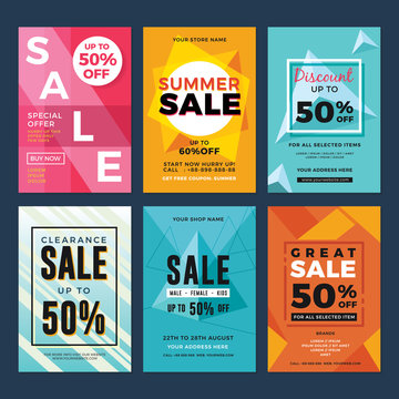 Set of sale and discount flyers. Vector illustration for social media banners, poster, flyer and newsletter designs