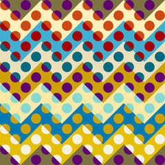 Seamless geometric pattern. Classic polka dot pattern in a patchwork collage style. Vector image.