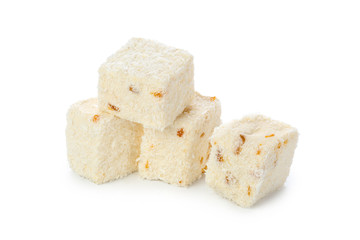 Turkish delight isolated on white.