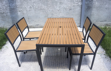 teak garden furniture, Chair and table teak garden furniture isolated