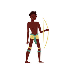 African aborigine character in traditional national clothes shooting a bow vector Illustration on a white background
