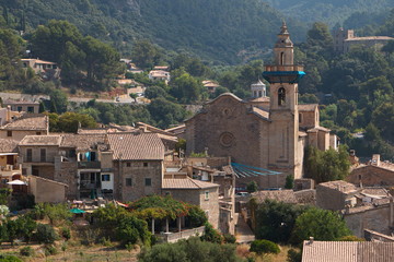 Village Valldemossa at the road MA10 in Tramuntana Mountains on Mallorca
