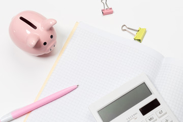 Blank office desk background with copy space for your text. Top view.