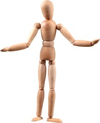Wooden Mannequin Dummy With Arms Open - Isolated