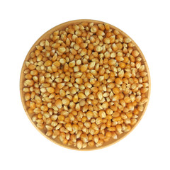 Dried corn kernels isolated​ on​ white​ background