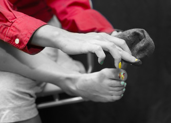 pedicured and manicured fingers