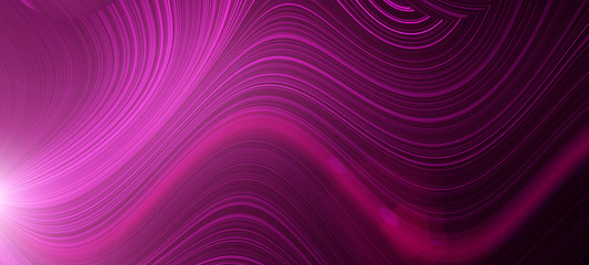 Bright purple glow flux effect wave. Dynamic motion energy. Design template illustration. Panoramic image