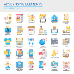 Advertising Elements , Thin Line and Pixel Perfect Icons.