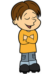 Confident boy/ Illustration cartoon haughty boy with halfclosed eyelids and crossed arms
