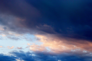 Dramatic sunset and sunrise, the dark sky.