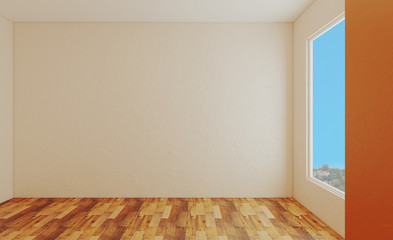 Empty interior in a big house. 3D rendering.