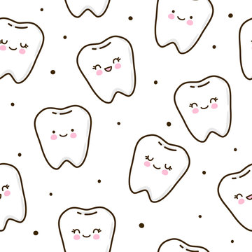 Seamless Pattern With Cute Teeth