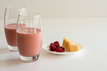 Healthy Smoothie with Melon and Raspberry