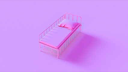 Pink Hospital Bed with Adjustable Sides 3d illustration