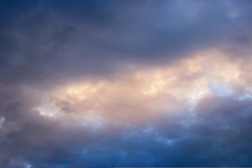 Dramatic sunset and sunrise, the dark sky.
