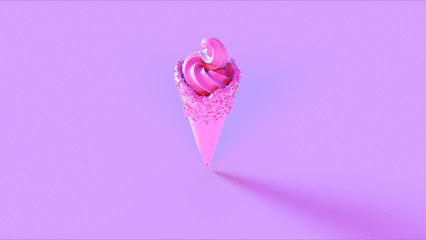 Pink Ice Cream with Sprinkles 3d illustration 