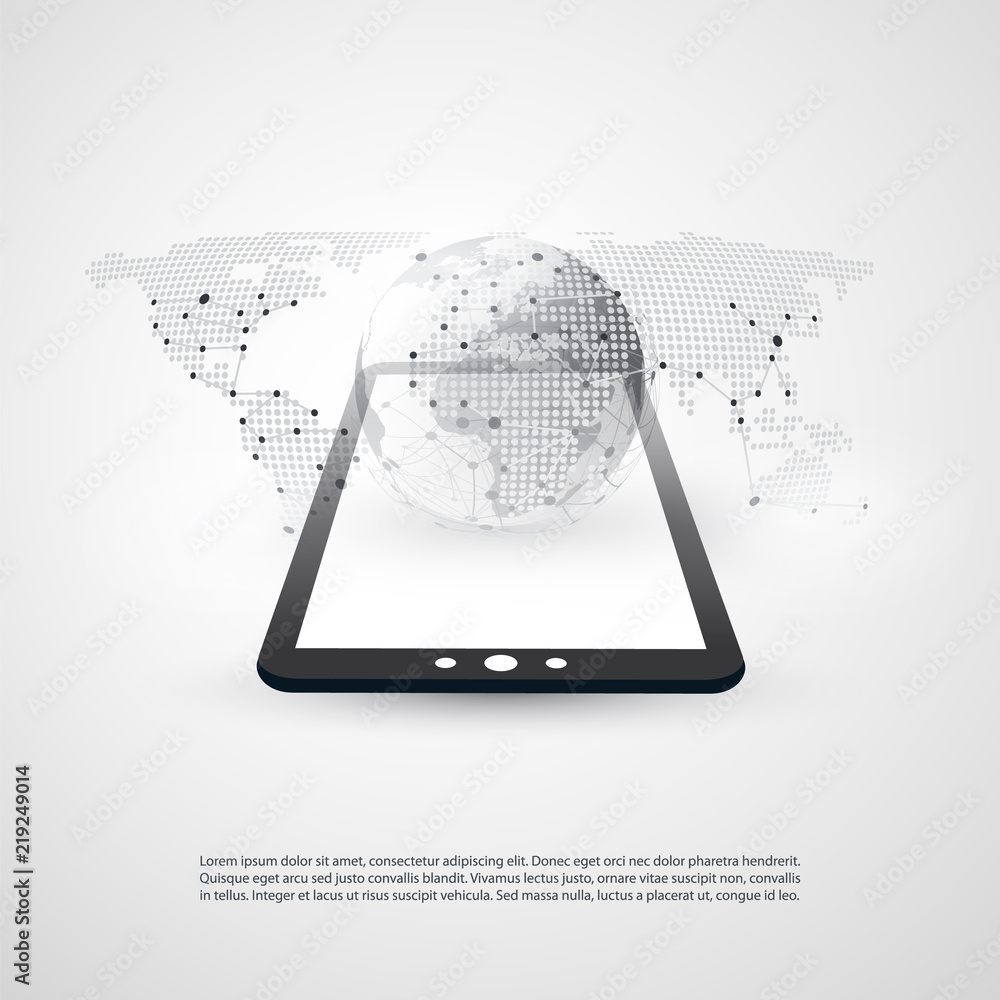 Poster digital network connections, mobile technology background - cloud computing design concept with mesh