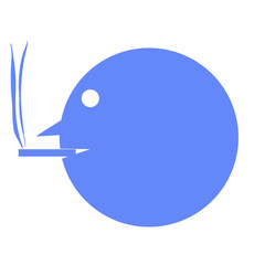 煙草を吸う人の横顔のイラスト　青色　左向き