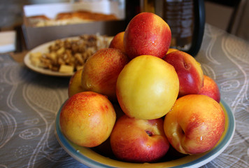 nectarines on the table