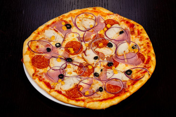 Delicious meat pie pizza