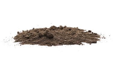 Dirt pile isolated on white background, with clipping path, side view