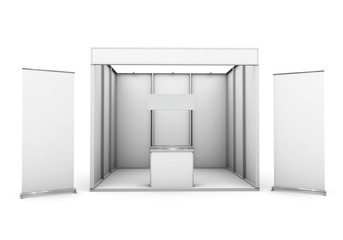 exhibition stand isolated with two roll up